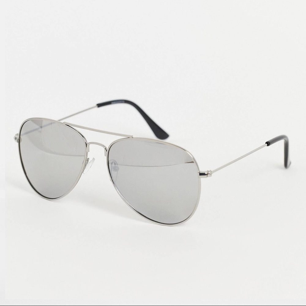 NEW silver metal frame aviator sunglasses